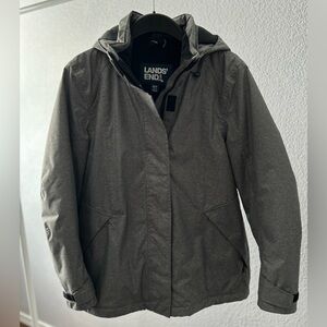 Lands End  fleece lined all weather squall hooded coat